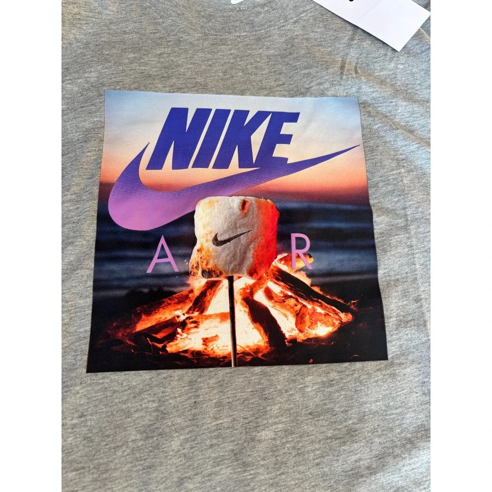 Nike Air Boys XL Grey Campfire Marshmallow Graphic T-Shirt